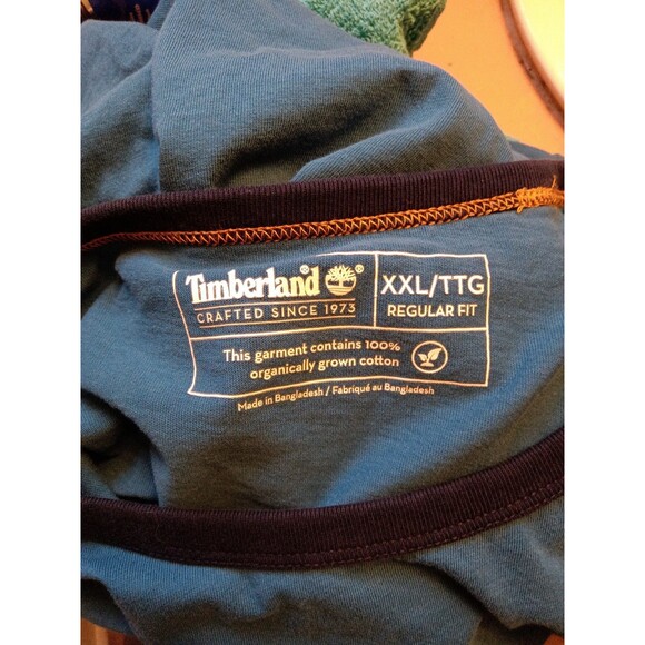 Timberland Men's Short Sleeve Green Blue Graphic Logo T-Shirt Tee Size 2XLarge - Picture 4 of 5